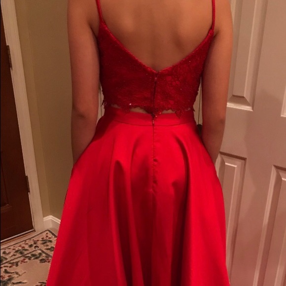 Alyce Paris | Two piece Red Prom Dress size 0 - Picture 4 of 8